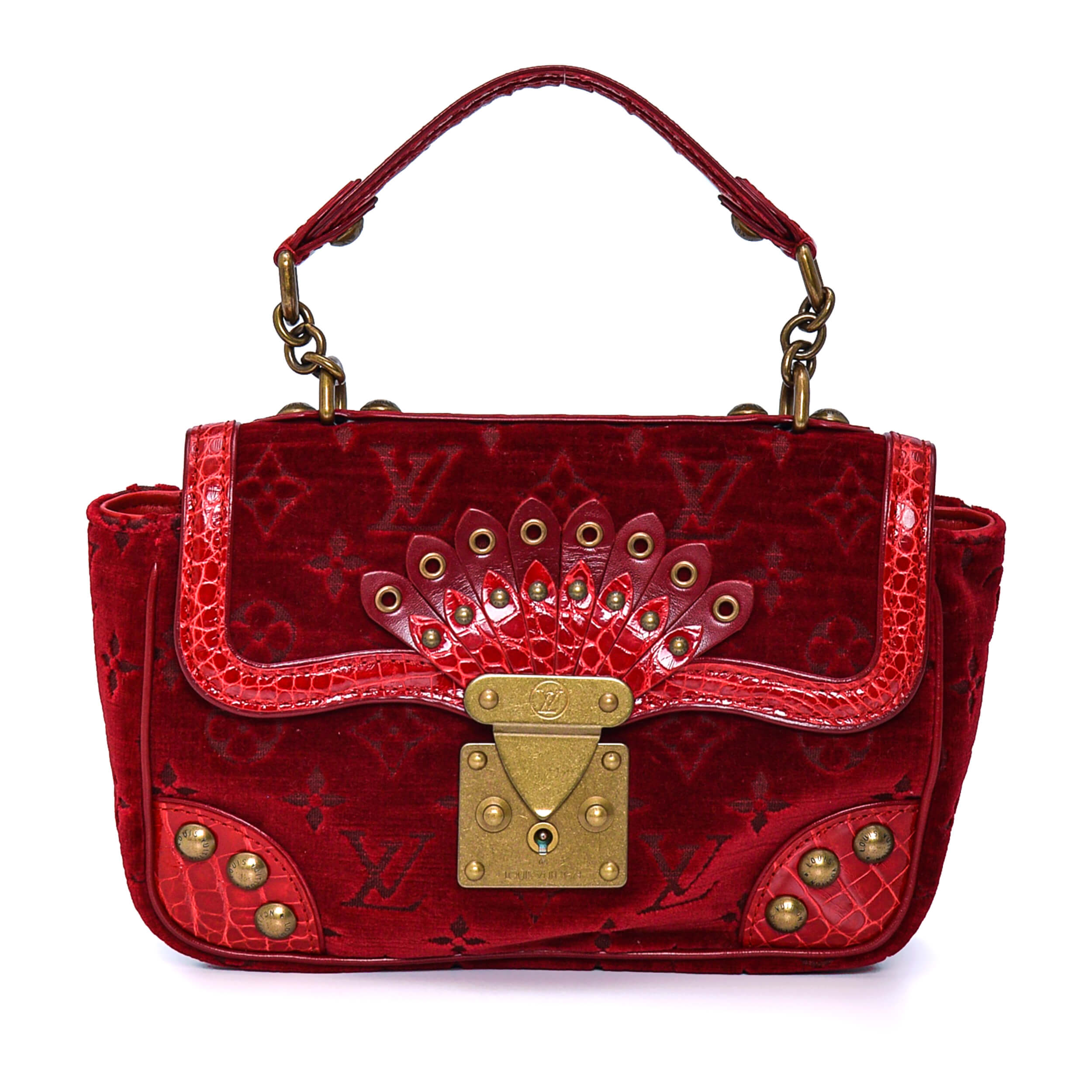 Louis Vuitton - Red Velours Alligator Irvine Satchel Limited Edition Bag
